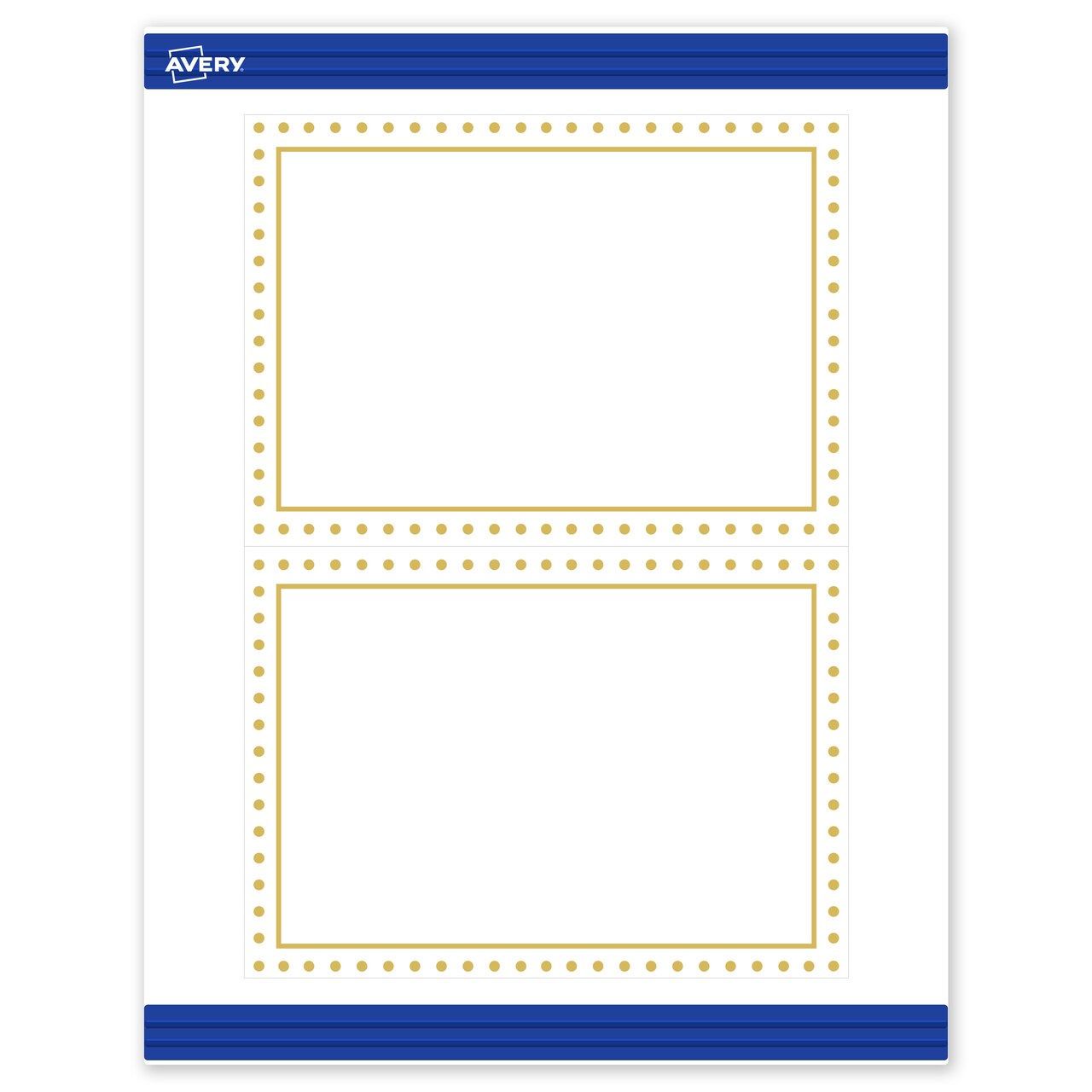 Avery Printable Rectangle Invitation Cards, Gold Border with Gold Dots, 5" x 7", Matte White Rectangle Invitation Cards, Laser/Inkjet, 20ct, Great for Invitation Cards